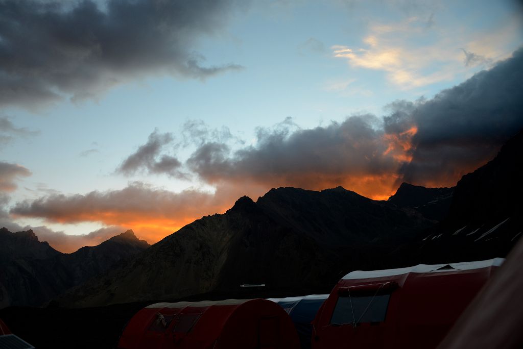 07 Sunset On Cerro de los Dedos And Cerro Bonete South From Aconcagua Plaza de Mulas Base Camp